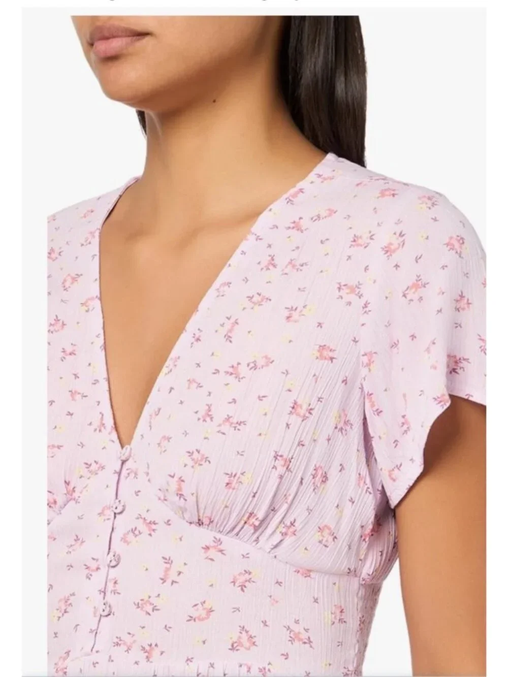 Billabong Womens Floral V-Neck babydoll Midi/Maxi Dress XS Pink lightweight - Picture 3 of 14